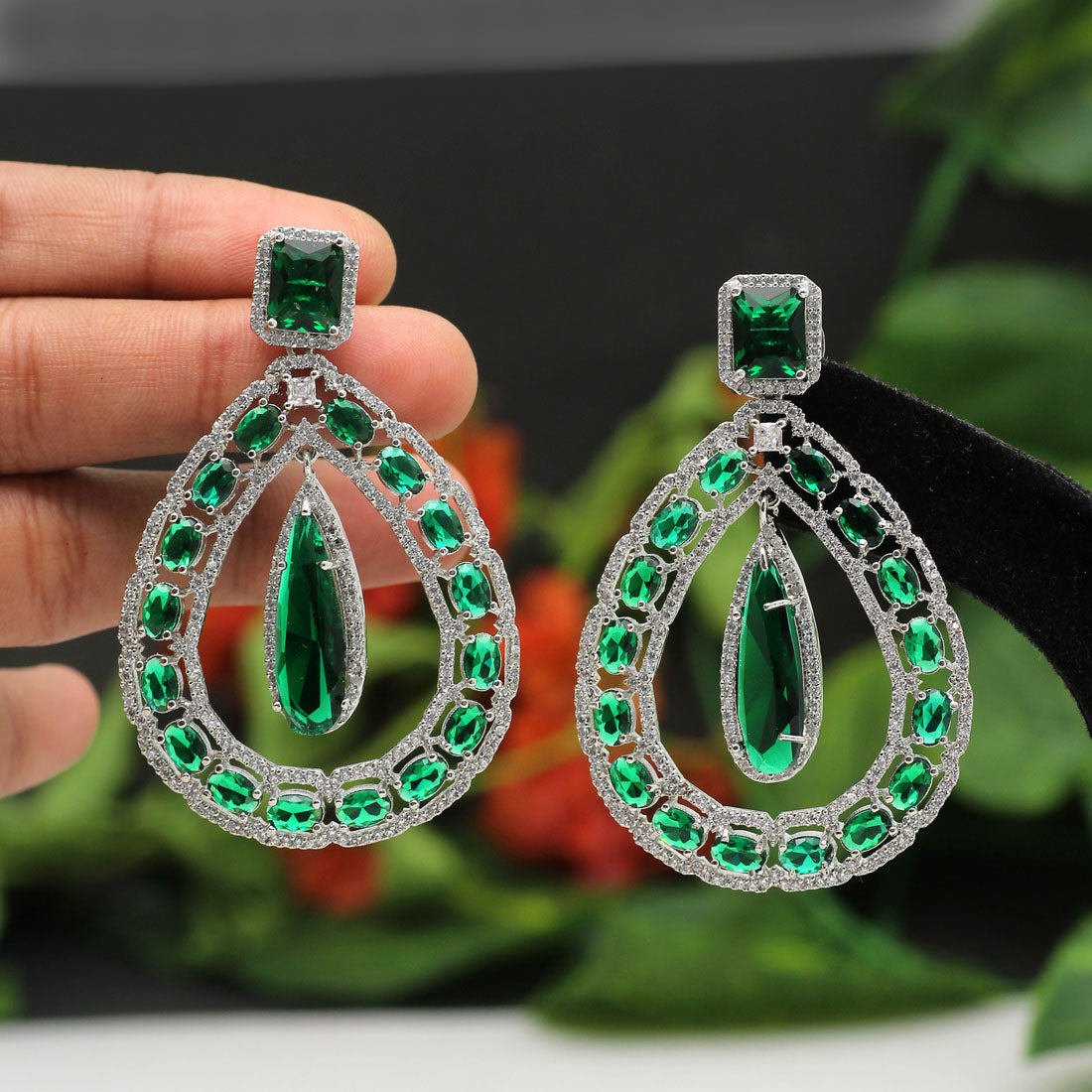 Green AD Statement Earrings