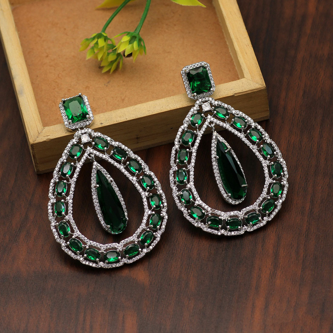 Green AD Statement Earrings