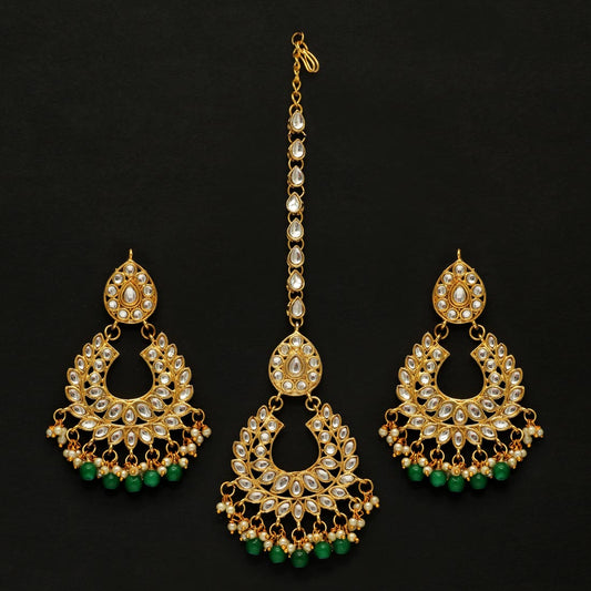 Green Kundan Tikka Set