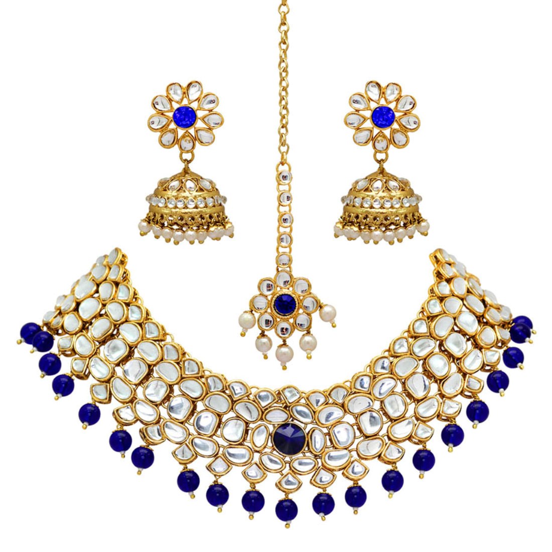 Blue Kundan Necklace Set