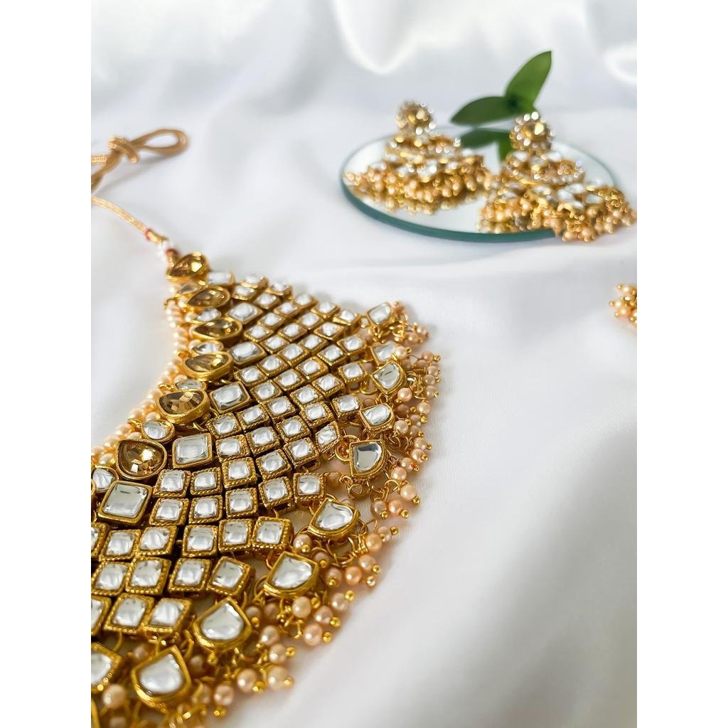 Gul E Rana Gold Necklace Set