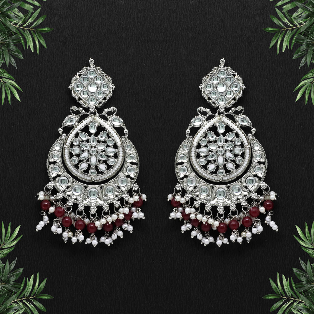 Chaand Maroon Earrings