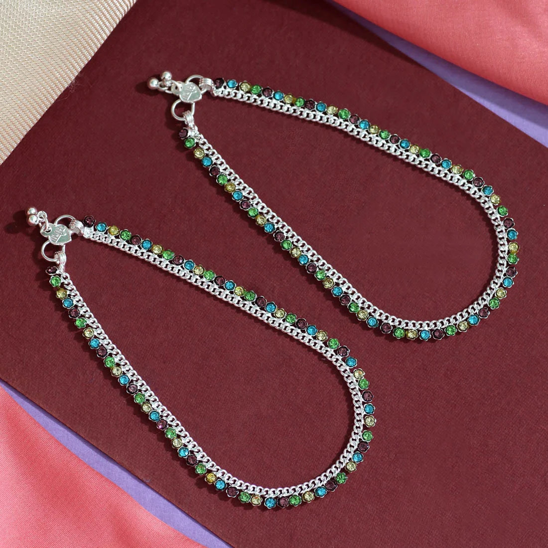 Multicoloured Rhinestone Anklet