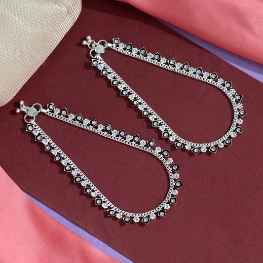 Maroon & Silver Rhinestone Anklet